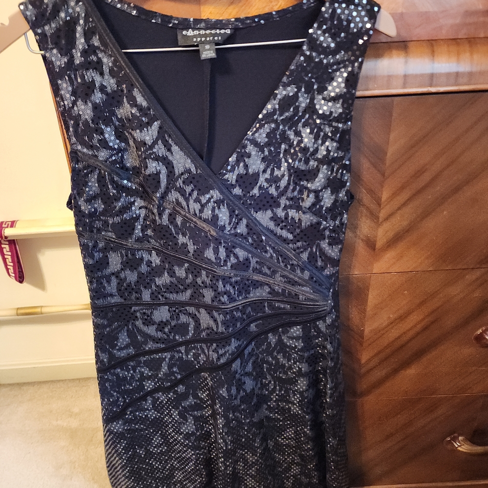 Connected Apparel Black Cocktail Glittery Evening Dress Size 10